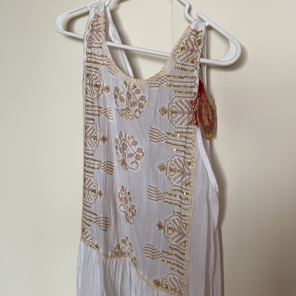 Rubyyaya white cotton maxi dress with embroidery - Picture 2 of 7